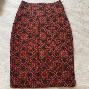 Lularoe XS Cassie Paisley Orange & Black